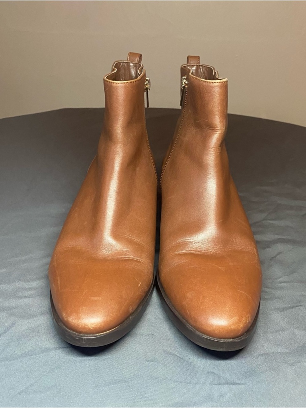 Coach Leather Ankle Boots Women’s Size 9.5 Brown Zip Low Heel Casual Booties
